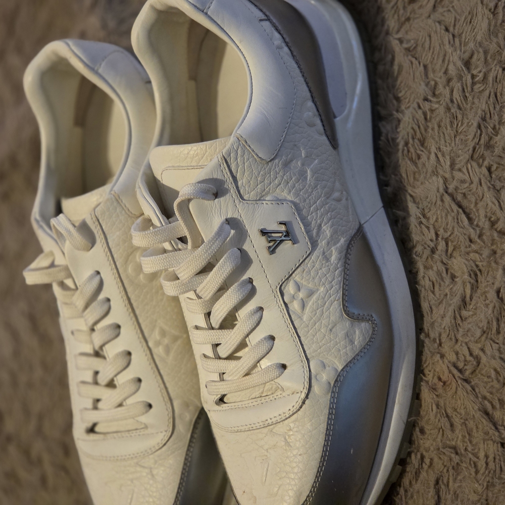Louis Vuitton White and Silver Athletic Shoes